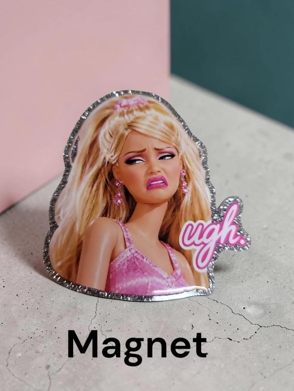 Pink Glitter Novelty Pen And Magnet Set - Picture 2 of 3